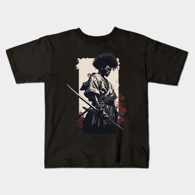 Afro-American Samurai Kids T-Shirt by Snoe